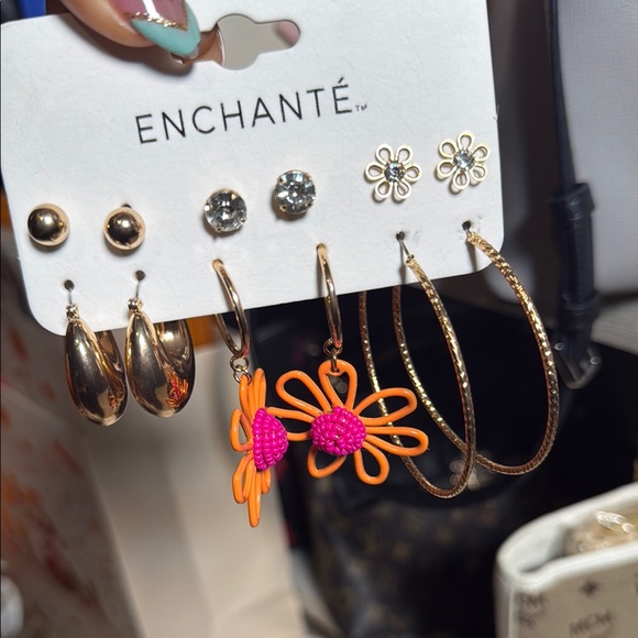 The Unbranded Brand Jewelry - Elegant Gold and Orange Floral Earrings